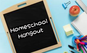 Chalkboard with the writing Homeschool Hangout